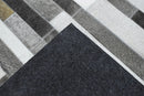 Gray and Silver Handmade 5x8 Stripe Design Leather Area Rug