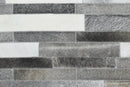 Gray and Silver Handmade 5x8 Stripe Design Leather Area Rug