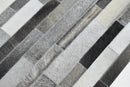 Gray and Silver Handmade 5x8 Stripe Design Leather Area Rug