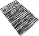 Gray and Silver Handmade 5x8 Stripe Design Leather Area Rug