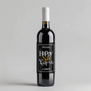 New Year Black White Wine Label