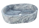 New York Marble Ellipse Wall-mount Bathroom Sink (W)14" (L)20" (H)5" polished side view