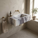 New York Marble Fluted Rectangular Wall Mount Sink - 12"x20"x5" - Honed