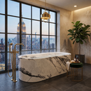 New York Marble Rectangular Bathtub - 32"x73"x24" - Honed