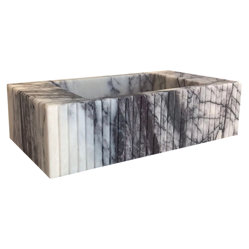 New York Marble Wall-mount Bathroom Sink Fluted Front (W)12" (W)20" (H)5" angle view