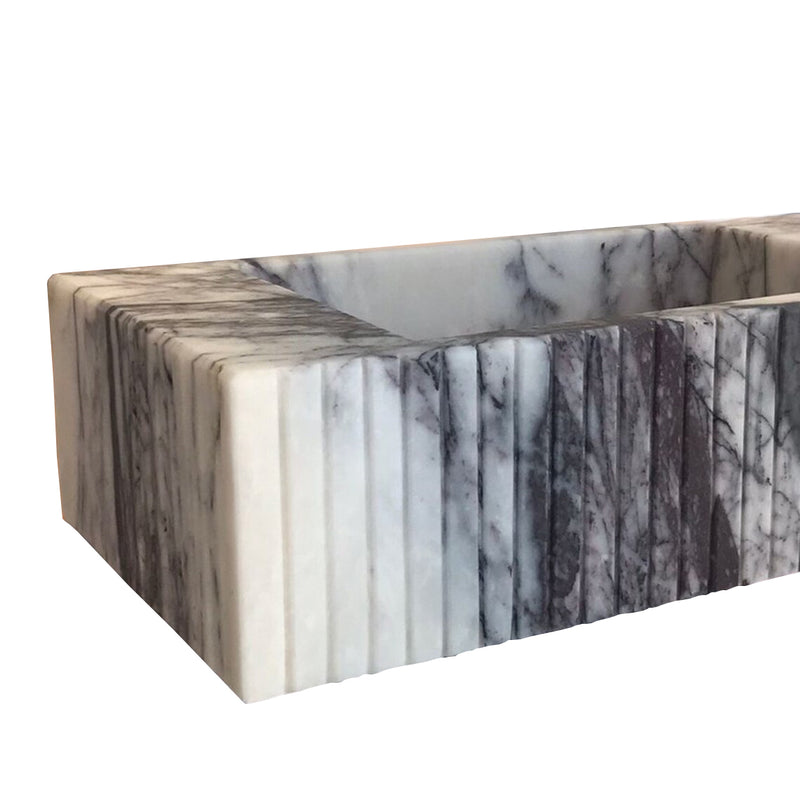 New York Marble Wall-mount Bathroom Sink Fluted Front (W)12" (W)20" (H)5" closeup view