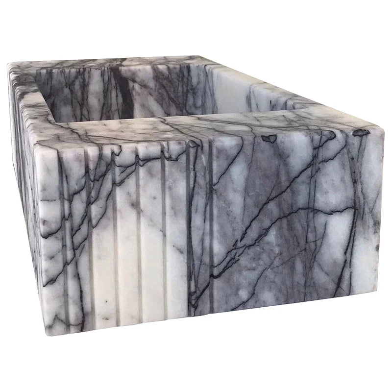 New York Marble Wall-mount Bathroom Sink Fluted Front (W)12" (W)20" (H)5" profile view