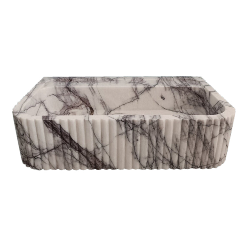 New York Marble Wall-mount Bathroom Sink Ribbed Textured (W)14" (W)24" (H)6" front view