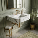 New York Marble Stepped Rectangular Wall Mount Sink - 28"x18"x6" - Honed