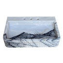 New York Marble Wall-mount Bathroom Sink Fluted Front and Edges (W)16" (W)28" (H)5" top angle view