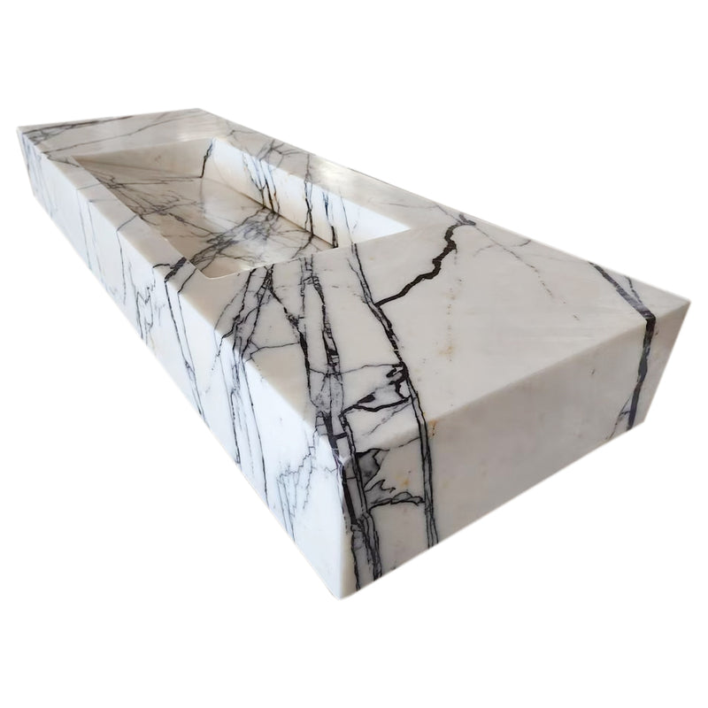 New York Marble Wall-mount Bathroom Sink Hidden Drain Polished (W)16" (W)33" (H)6" angle view