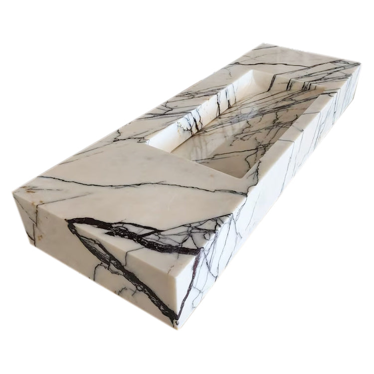 New York Marble Wall-mount Bathroom Sink Hidden Drain Polished (W)16" (W)33" (H)6" angle view