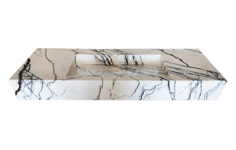 New York Marble Wall-mount Bathroom Sink Hidden Drain Polished (W)16" (W)43" (H)6" front view