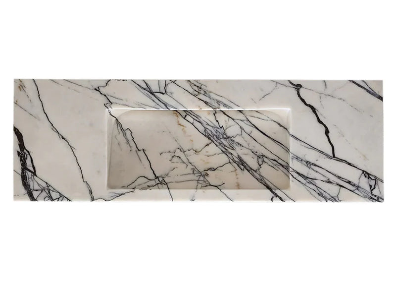 New York Marble Wall-mount Bathroom Sink Hidden Drain Polished (W)16" (W)43" (H)6" top view