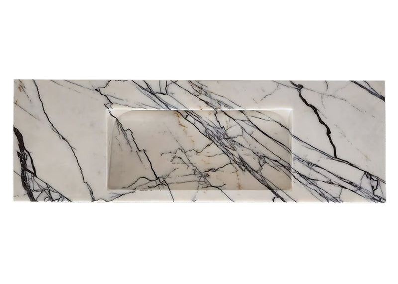 New York Marble Wall-mount Bathroom Sink Hidden Drain Polished (W)16" (W)33" (H)6" top view