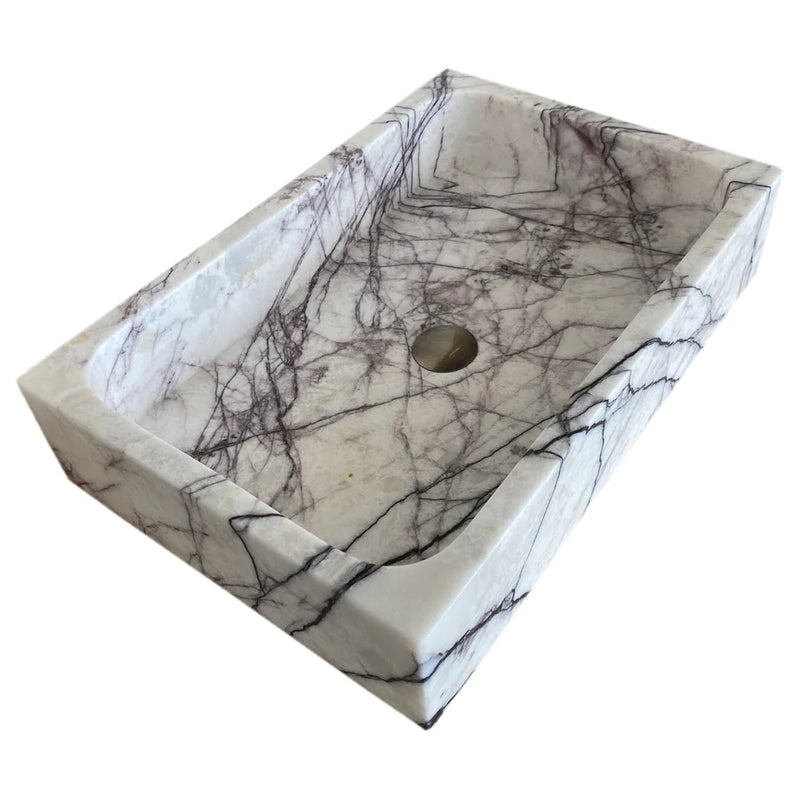 New York Marble Rectangular Wall-mount Bathroom Sink Polished (W)16" (L)24" (H)5" angle view