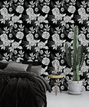 Grey Hand Drawn Flowers Wallpaper