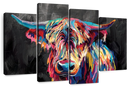 Colorful Highland Cow Wall Art