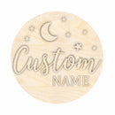 Unfinished Wood Custom Name Night Time Door Sign Kit | Wood Craft Cutouts | 1/4" Thick |