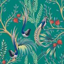 Exotic Birds on Green Wallpaper