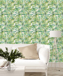 Green Leaves and Monstera Wallpaper