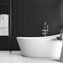 Noir Matte Herringbone Ceramic Mosaics 10x13