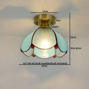 Nordic amber & teal stained glass copper led ceiling light bedroom