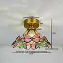 Nordic amber & teal stained glass copper led ceiling light bedroom