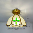 Nordic amber & teal stained glass copper led ceiling light bedroom
