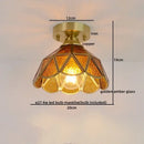 Nordic amber & teal stained glass copper led ceiling light bedroom