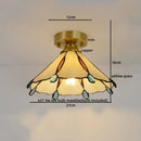 Nordic amber & teal stained glass copper led ceiling light bedroom