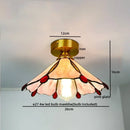 Nordic amber & teal stained glass copper led ceiling light bedroom