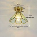 Nordic amber & teal stained glass copper led ceiling light bedroom