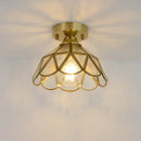 Nordic amber & teal stained glass copper led ceiling light bedroom
