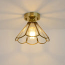Nordic amber & teal stained glass copper led ceiling light bedroom