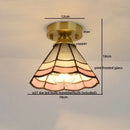 Nordic amber & teal stained glass copper led ceiling light bedroom