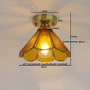 Nordic amber & teal stained glass copper led ceiling light bedroom