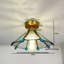 Nordic amber & teal stained glass copper led ceiling light bedroom
