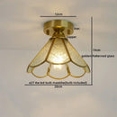 Nordic amber & teal stained glass copper led ceiling light bedroom
