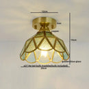 Nordic amber & teal stained glass copper led ceiling light bedroom