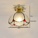 Nordic amber & teal stained glass copper led ceiling light bedroom