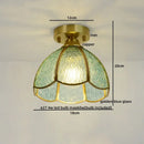 Nordic amber & teal stained glass copper led ceiling light bedroom