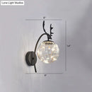 DecorBites™ Nordic Ball Wall Mount LED Glass Stairs Sconce Light with Antler Decor - Starry Illumination