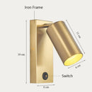 Nordic black brass wall sconce – bedroom cylinder spotlight