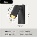 Nordic black brass wall sconce – bedroom cylinder spotlight
