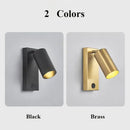 Nordic black brass wall sconce – bedroom cylinder spotlight