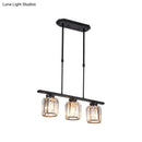 Nordic black crystal pendant light living room 3 bulb cylinder lamp