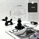 Nordic black glass beaded stem goblet kitchen drinking cup