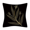 Nordic black & gold golden leaves pillow cases living room decor