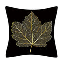 Nordic black & gold golden leaves pillow cases living room decor